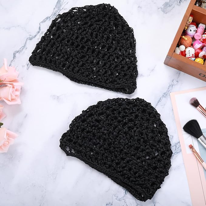 WLLHYF Wig Cap Thick Long Hair Caps Adjustable Net Mesh Braided Weaving Making Crochet Sew Weave Fishnet Grip Headband