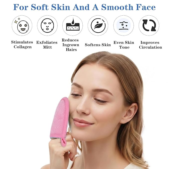 3 Pcs Exfoliating Gloves, Natural Plant Fiber Facial Scrub Mitts, Deep Exfoliating Mitt for Face and Body to Remove Dead Dry Skin, Exfoliation Tool for Men Women Bath Shower Spa