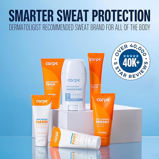 Carpe Sweat Absorbing Hand Lotion (Pack of 2) A dermatologist-recommended smooth lotion that helps stop hand sweat, great for hyperhidrosis or excessive sweat (Warm Vanilla)