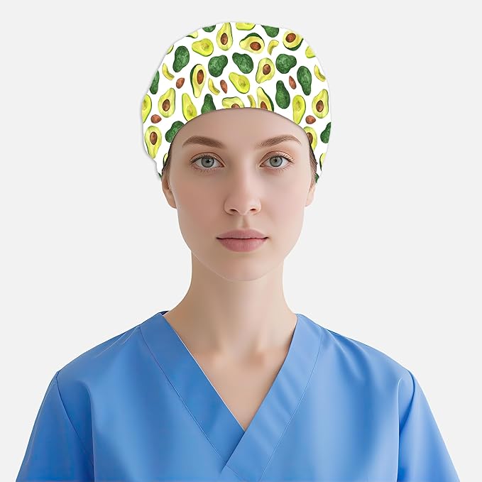 2 Pcs Working Cap with Sweatband for Women Men, Adjustable Cleaning Working Hats, Nurse Surgical Caps