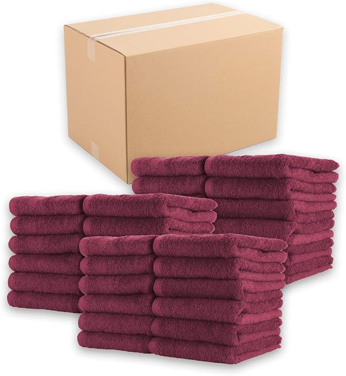 Arkwright Bleach Resistant Salon Towels Bulk - 100% Cotton Hair Towels, Soft, Absorbent, Quick Dry Spa & Barber Towels for Hair Stylist, Nail Salon & Esthetician, 16 x 27, Burgundy (Case of 144)