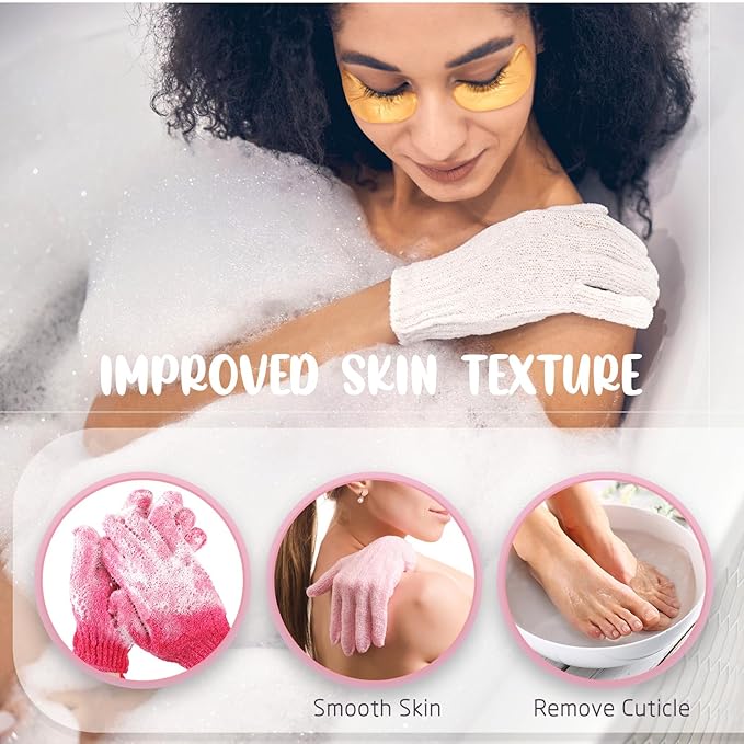 Didaey 104 Pcs Exfoliating Glove Bulk Shower Gloves with Hanging Loop Exfoliating Body Scrubber Dead Skin Remover for Body Bath Beauty Spa Massage Scrubs Men Women Bathing(Multicolor)