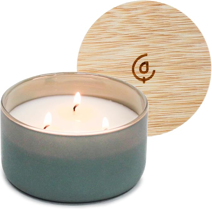 Calyan Wax Co. Evergreen & Eucalyptu 3 Wick Scented Candle - 30 Hour Burn - Luxury 3 Wick Soy Candles - Non Toxic Soy Wax Candles - Long Lasting Large Glass Jar Candle for Home - 8oz