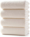 Lumimi Towels 4 Pack Soft Microfiber Bath Towel Set Salon Gym Yoga Travel Very Absorbent Light Quick Dry and Durable, 55" L x 27" W, 4 Piece Cream White
