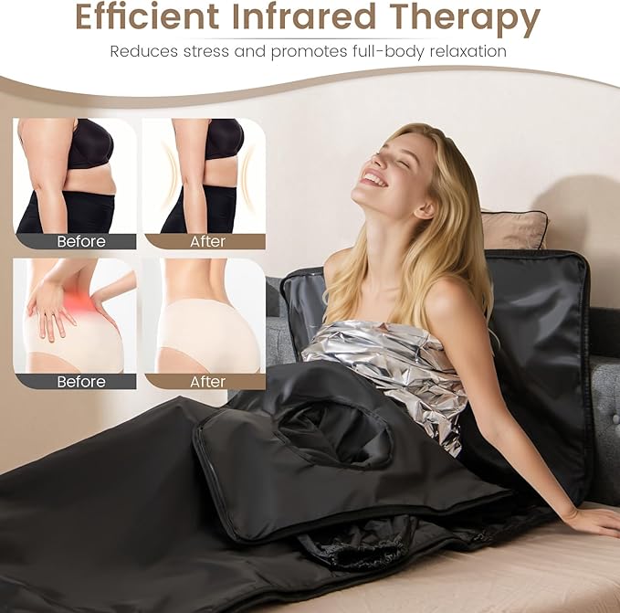 ARLIME Infrared Sauna Blanket, Portable Full-Body Home Sauna Blanket, Wraps, 90-180°F Temp Range, 30-90Min Timer, Carry Bag, 6ft x 3ft (with Sleeves)
