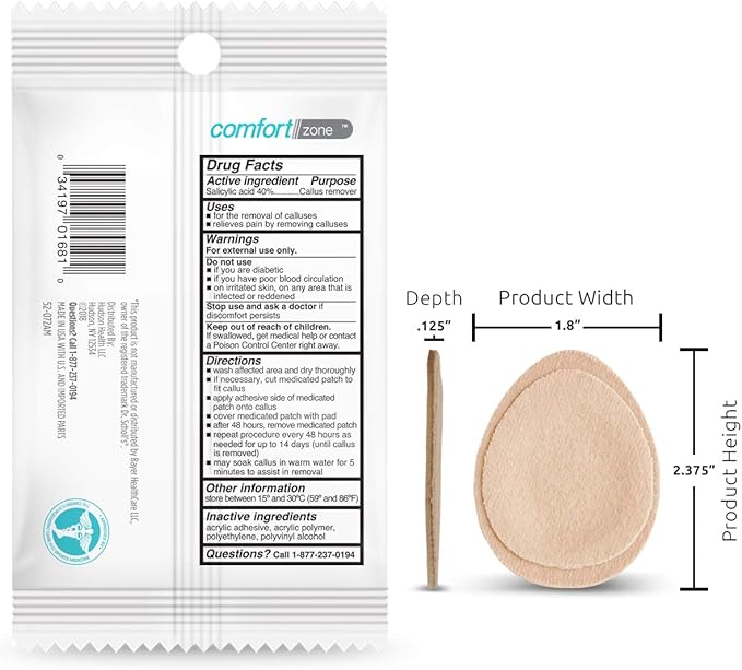 Comfort Zone Extra Thick Callus Remover Pads for Feet, Contains 40% Salicylic Acid, Protective Callus Pads for Feet to Cushion & Protect Against Friction, 4 Count, Pack of 3