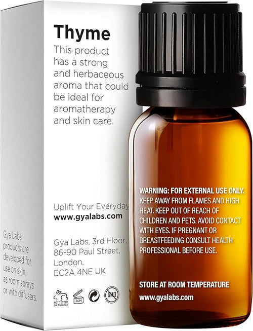 100% Pure Thyme Essential Oil - 0.34 Fl Oz - Thyme Oil for Hair, Skin, Diffuser, Aromatherapy & DIY Candle Making Scent