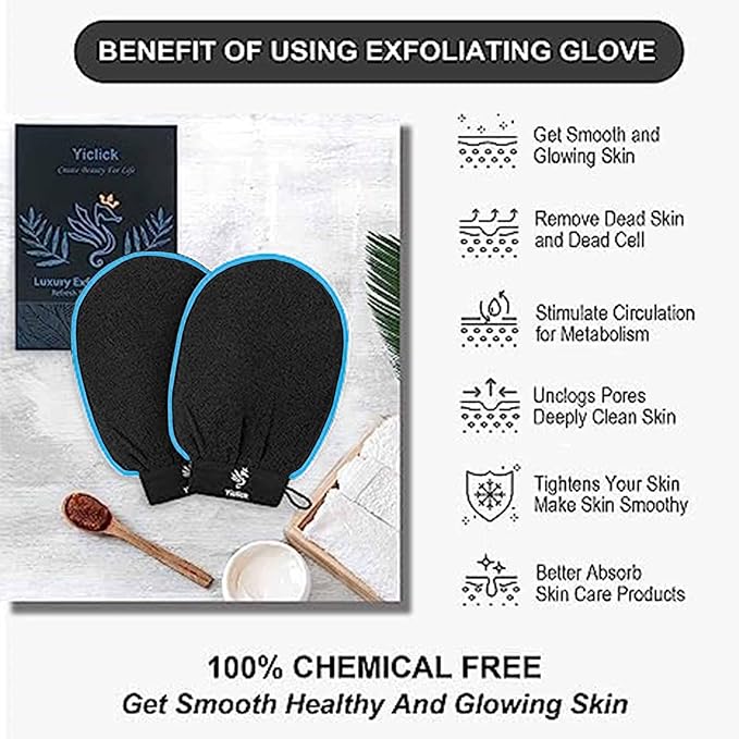 Exfoliating Gloves 2 Pcs, Exfoliating Body Scrubber for Bath Shower Exfoliation, Body Scrub Exfoliator Loofah Sponge for Dead Skin Remover, Korean Exfoliating Mitt (Browm)
