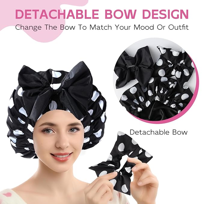 Years Calm Extra Large Shower Cap for Long Thick Hair – Waterproof Double Layer Bath Cap with Satin Lining, Secure Elastic Fit for Braids, Curls & Extensions