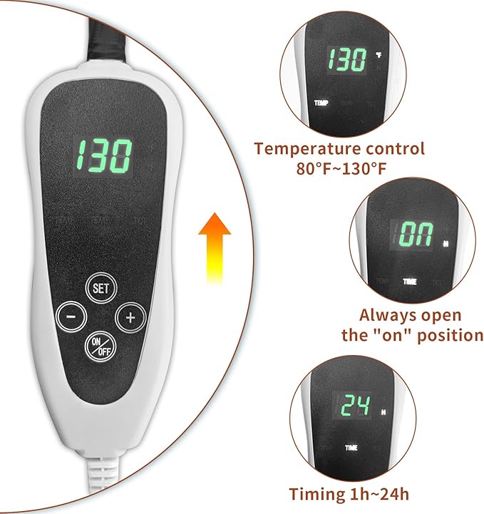 GOLOPET Pet Heating Pad 22x18 in with Smart Thermostat Switch and Power Line Protection Tube,Obtained MET and UL Dual Certification,Waterproof Cat Heating pad-Rose