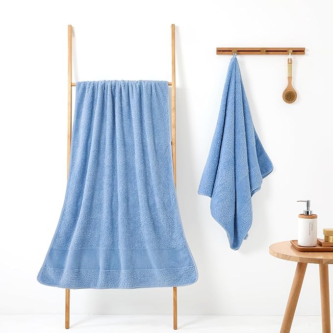 REDKISS Towels 2 Pack Luxury Extra Large Bath Towels Set 30 x 58 Inches – 100% Cotton, Ultra Soft Highly Absorbent & Quick Dry Towels for Bathroom, Gym, Hotel, Spa, Ocean Blue