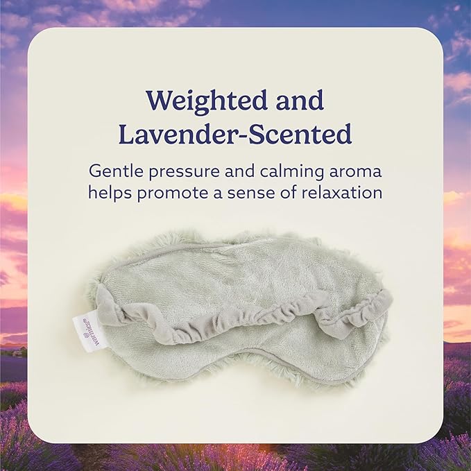 warmies Microwavable Eye Mask for Warmth & Comfort - Heat & Cooling Eye Compress for Dryness Relief - Weighted & Heated Lavender Sleep Mask for Calming Relaxation - Curly Sage