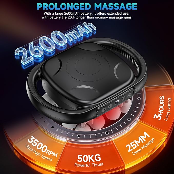 TanSon New 16 Head Deep Tissue Massage Gun,Electric Back Massager with 10/20/30 Min Timer Settings,Cordless Handheld Massager Percussion Massage Gun Shoulder/Arm/Leg/Foot/Full Body Muscle Pain Relief