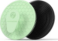Soft Silicone Shower Brush Body Wash Bath Exfoliating Skin Massage Scrubber, Dry Skin Brushing Glove Loofah, Fit for Sensitive and All Kinds of Skin(Mint+Black)
