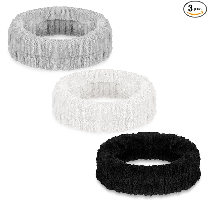 3PCS Skin Care Headband, Spa Headbands Makeup Head Band Headband for Washing Face Fluffy Hair Bands for Women Men