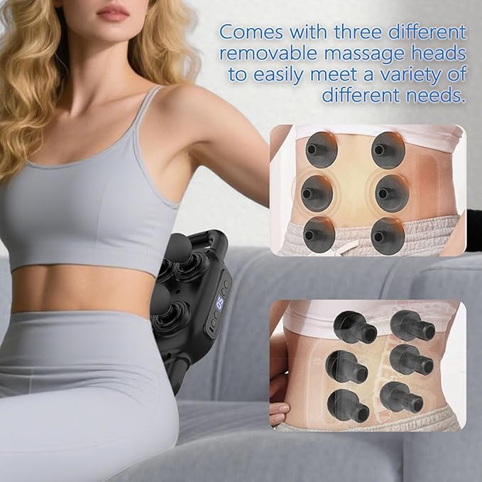 UFFAE Six Head Massage Gun, 50 Intensity Levels & 9 Massage Modes, Equipped with 3 Different Massage Heads, Massage Gun with Adjustable Belt Ideal Gifts for Women, Men, Mom, and Dad