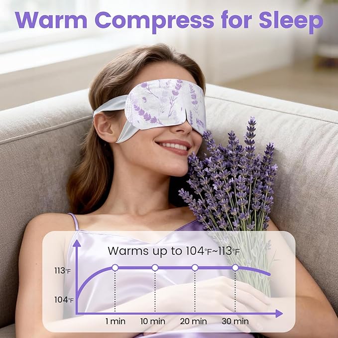 Aroma Season Steam Eye Mask, 5 Packs Unscented Self Heating Heated Eye Mask for Sleep, Warm Compress for Dry Eyes, Travel Essentials & Relaxation Gifts for Women Dry Stye Eye Treatment Spa (Lavender)