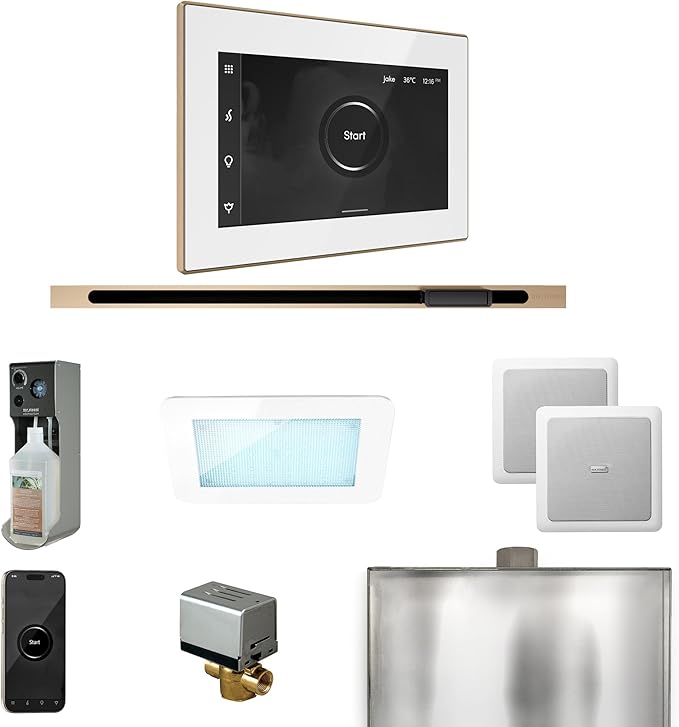 Mr Steam XDream Steam Shower Ctrl Pkg w/iSteamX Control and Linear Steamhead in White Brushed Bronze