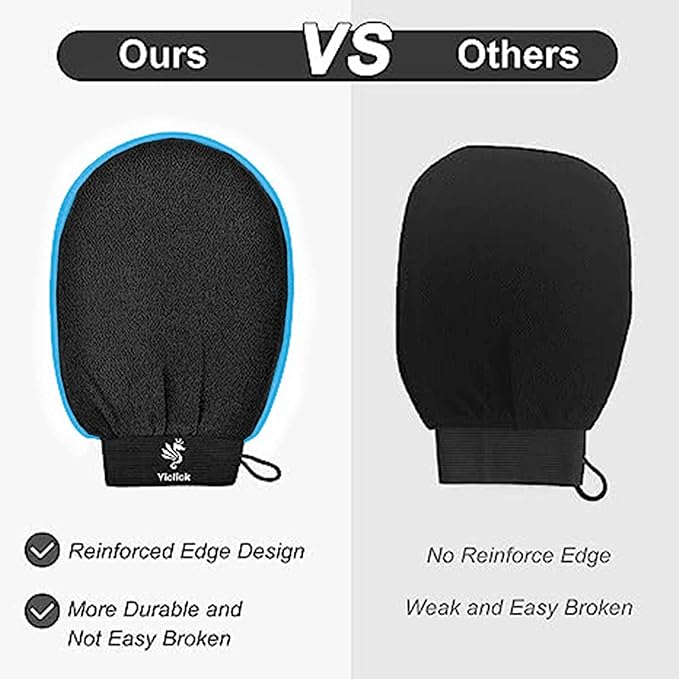 Exfoliating Gloves 2 Pcs, Exfoliating Body Scrubber for Bath Shower Exfoliation, Body Scrub Exfoliator Loofah Sponge for Dead Skin Remover, Korean Exfoliating Mitt (Browm)