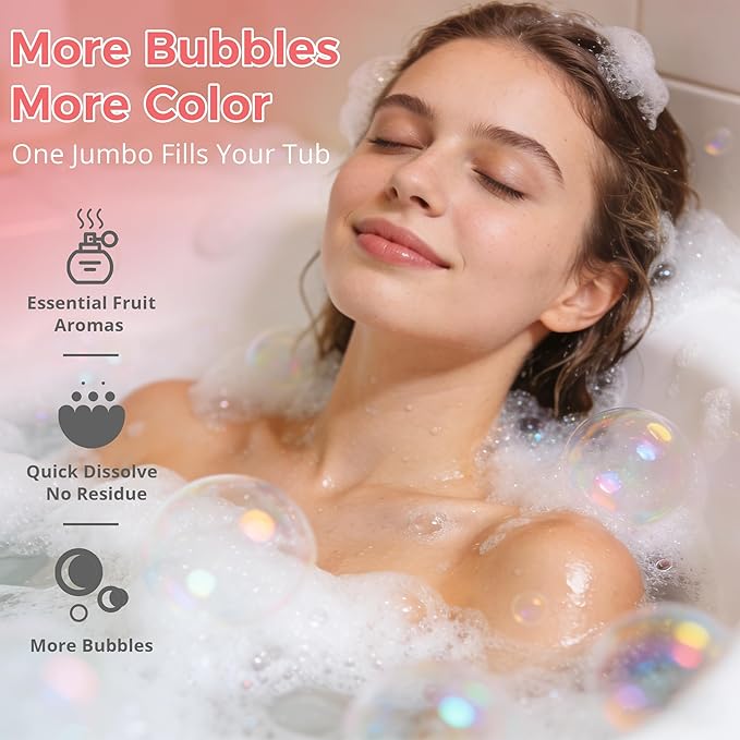 Bath Bombs for Women – Jumbo 7oz Bathbomb Set, 6 Extra Large Fizzies, Colorful Spa Soak, Self Care & Mothers Day Gift for Mom, Wife, Girlfriend