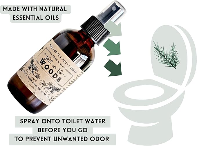 Stocking Stuffer Funny Toilet Spray - 4 Fl Oz Woodsy Scent – Funny Gag Gift Ideas For Adult Men And Women - Naturally Traps Odors with Essential Oils