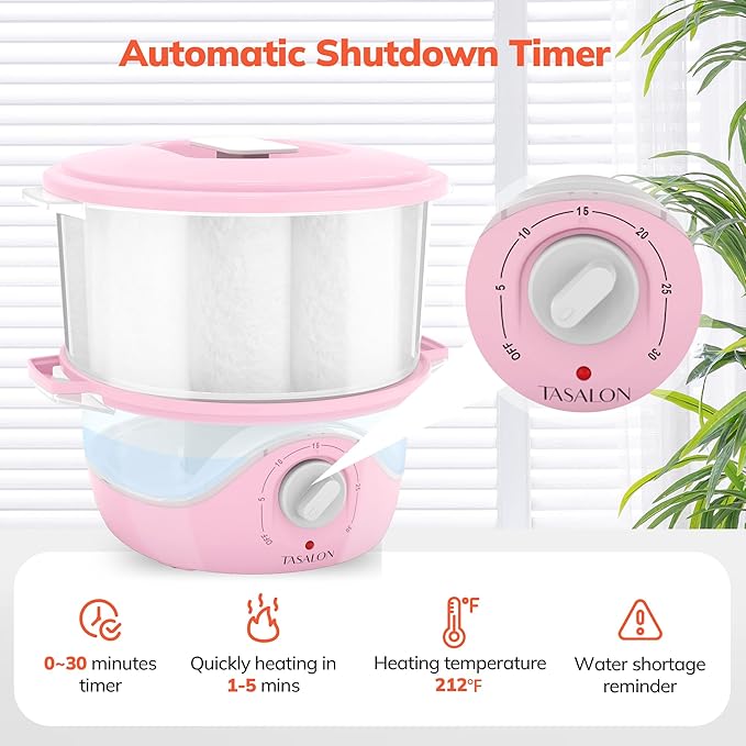 TASALON Pink Hot Towel Steamer for Facials, 5-Min Quick Heating Towel Warmer Machine, Portable Spa Salon Equipment with Aromatherapy for Massage
