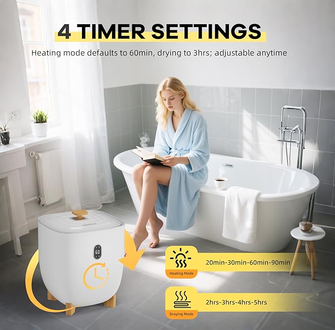 GarveeLife 20L Towel Warmer Bucket 20L, Portable Hot Air Towel Dryer & Freshener for Bathroom, Fast Heating ABS Body, Ideal for Home, Apartment, Small Spa Use, White