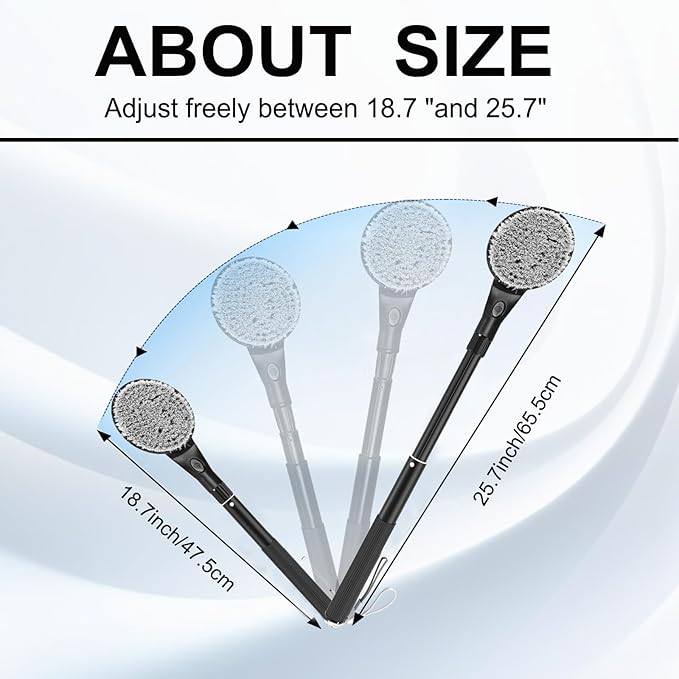 Gobiteli Back Scrubber for Shower,25" Long Handle Shower Brush for Body Exfoliator and Deep Clean,Back Brush for Shower for Men,Women and Elderly