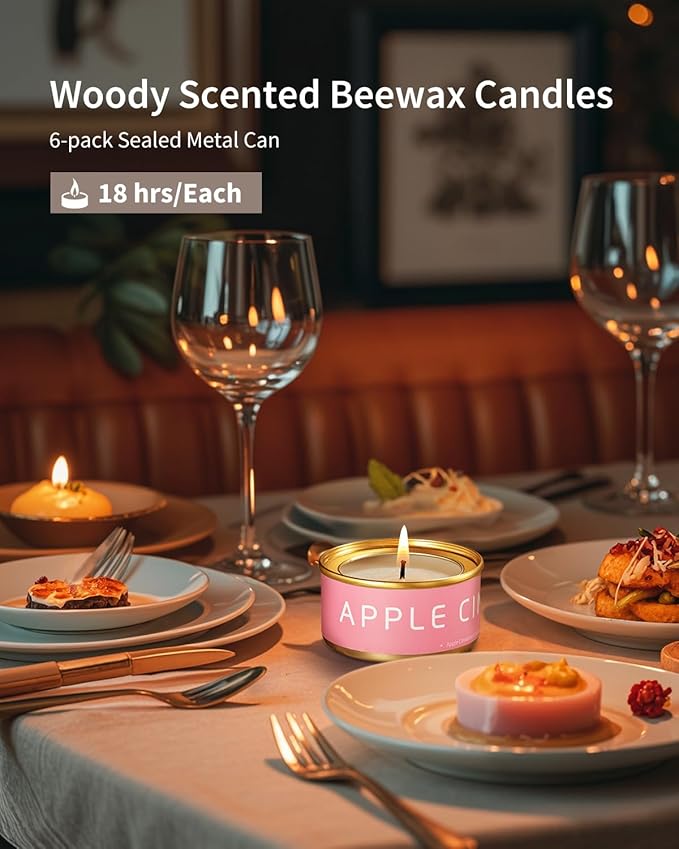 Scented Candles Gift Set, Natural Beeswax Aromatherapy Candles for Mother's Day, Birthday, Christmas, Holiday Gift Ideas for Women, Small Portable Tin Travel, 6-Pack Variety Luxury Home Scents