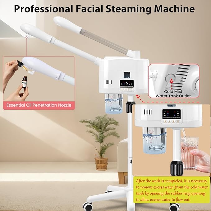 Salon Señor 2 in 1 Hot and Cold Facial Steamer,Professional Face Steamer on Wheels for Beauty Salon, Spa or Home Use