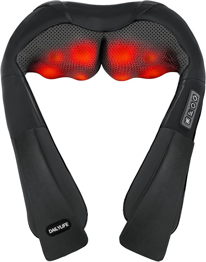 DAILYLIFE Neck Massager with Heat, Electric Back Massager for Pain Relief Deep Tissue, Massager for Neck Pain, Shoulder, Waist, Leg and Foot, Relaxation Gifts for Wife, Husband, Dad, Mom