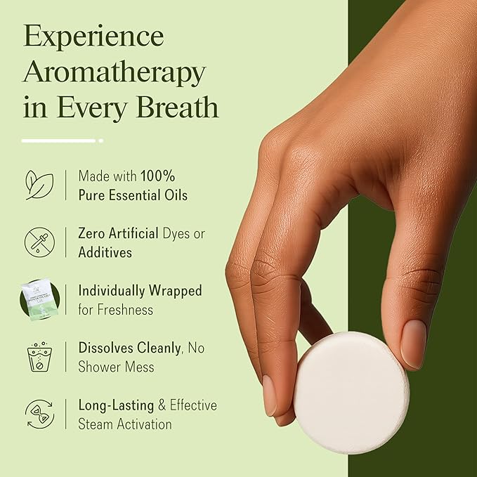 Shower Steamers Aromatherapy 10 Pack – Sinus Relief & Congestion Vapor Tablets with Menthol, Eucalyptus & Mint – Strong Scent Shower Bombs, Cold & Flu Support, Stress Relief, Gift Set for Women & Men