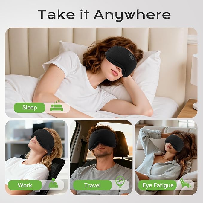 2 in 1 Heated & Cooling Gel Eye Mask - Cooling Eye Mask for Migraine Headaches Relief - Cordless Heated Eye Mask for Dry Eyes 3 Heat Settings Warm Compress for Stye Eye Treatment Washable Pad Cover