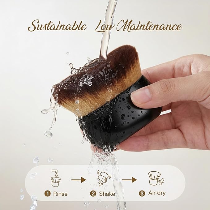 Streak-Free Kabuki Self Tanner Brush, Large Body Makeup Brush,Soft Dense Body Brus h for Self Tanner, Vegan Tanning Brush for Self Tan, Even Coverage, Ideal for Mousse, Lotion & Bronzing Foam, Black