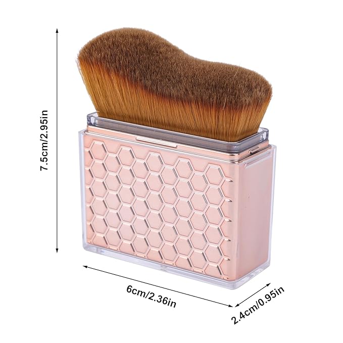 Retractable Self Tanning Brush with Cover, Self Tanner Kabuki Bronzer Makeup Applicator for Blending Tan Liquid Foundation Sunscreens Body Face Leg Arm (Rose Gold)