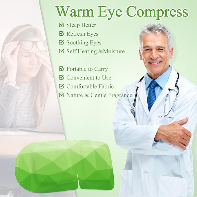 32Packs Steam Eye Mask, Heated Eye Mask for Sleeping, Warm Compress for Eyes, Self Heating Disposal Steam Mask for Home Sleep, Office, Spa, Travel Essentials Mothers Day Gifts (Green Tea)
