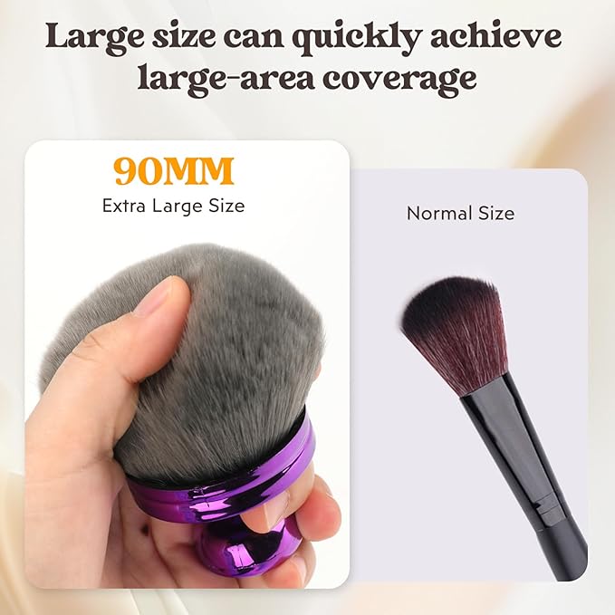 Extra Large Body Brush for Self Tanner, Leg Makeup & Bronzer Self Tan Applicator【Ultra Soft】【Shed-Proof】【Easy To Clean】3.3 inch Wide Round Head Brush, Light Rosegold-Brown