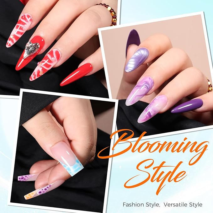 Blooming Gel Nail Kit, 2PCS 18ML No Wipe Top Coat Spreading Gel for Easy Marble Watercolor and Print Nail Painting Effect, Long-Lasting UV/LED, DIY Manicure Gifts for Women Girls