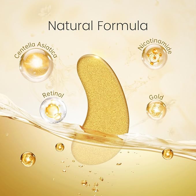 REDANHA 30 Pairs 24K Gold Under Eye Patches Face Masks Dark Circles Puffy Eye Bags Collagen Skincare Spa Trip Eye Mask Gift