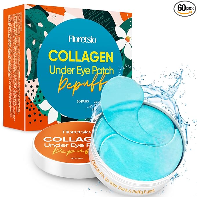 Under Eye Patches – 30 Pairs Hydrating Gel Masks with Collagen, Retinol & Albizia Bark | Helps Reduce Fine Lines, Wrinkles, Dark Circles, Puffiness & Eye Bags