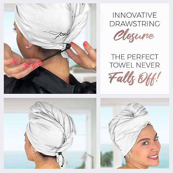 Microfiber Hair Towel Wrap with Wet & Dry Detangling Brush – Fast Drying Anti-Frizz Hair Drying Turban for Curly, Wavy and Straight Hair – Gentle Absorbent Hair Care for Women, Girls and Kids