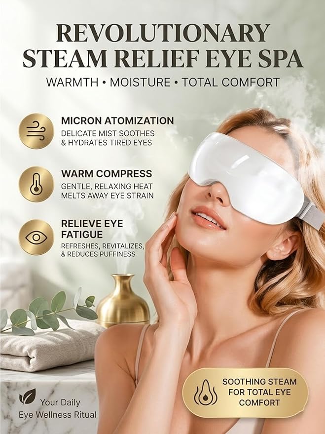 Beminda Steam Eye Therapy, Beminda Steam Therapy Pro, Steam Eye Mask for Dry Eyes, Adjustable Eye Steamer with Heat & Smart Nano Mist Moisturizing (Standard)