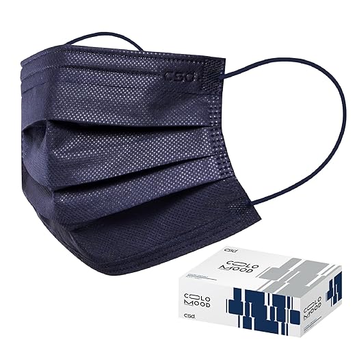 CSD Colo 30 Pcs Navy Blue Disposable Face Masks, 3 Ply Adult Mask with Elastic Ear Loop, Nose Bridge Clip, Breathable Comfortable Mask Great for Indoor, Outdoors Use (Dark Denim)