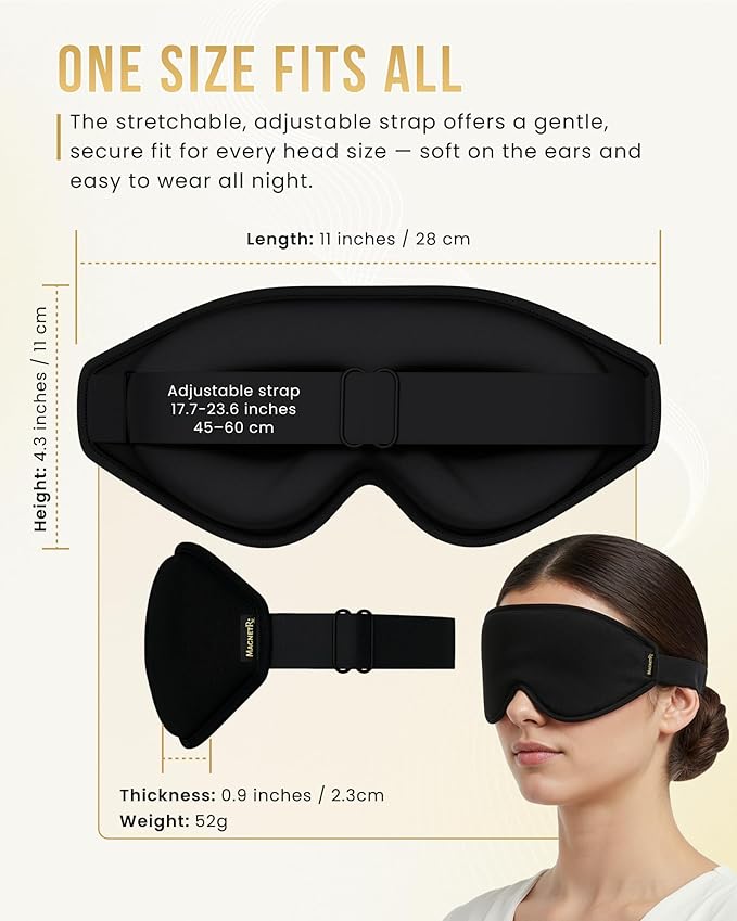 MagnetRX® Magnetic Sleeping Mask – Effective Magnetotherapy Magnetic Sleep Masks for Men & Women with 11 Neodymium Magnets – 100% Blackout Sleep Mask for Deep Relaxation, Travel & Meditation