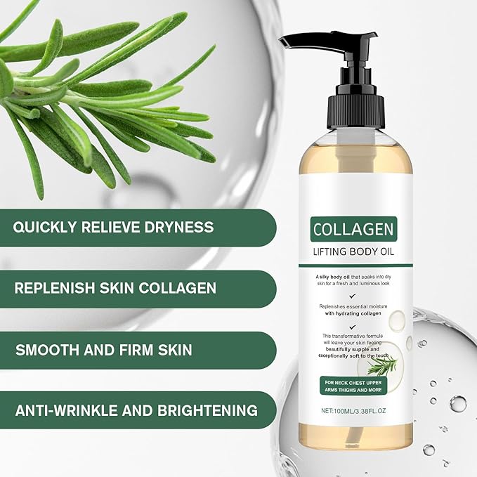 2 Pcs Collagen Lifting Body Oil,Anti-Aging Wrinkle Removal & Collagen Lifting Body Oil for All Skin Type Tightening.