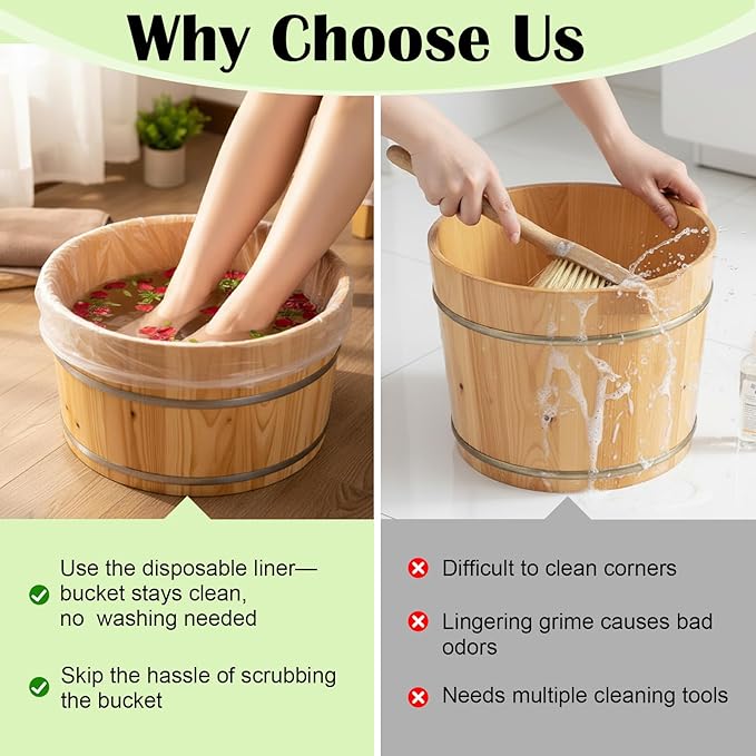200 Pcs Disposable Foot Bath Liners Bulk for Ionic Detox Tub Individual Hygienic Plastic Non Toxic Pedicure Spa Foot Basin Tub Liners, 26 x 22 Inches