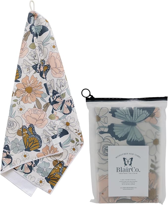 Microfiber Hair Towel Wrap for Women - Anti-Frizz Quick Dry Hair Wrap for Long Hair - Hair Towels for Women, Hair Drying Towel Wrap - Floral Butterfly