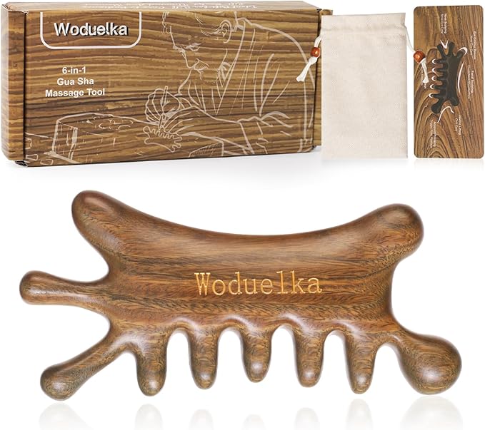 Wooden Gua Sha Facial Tool – Mother’s Day Gift for Mom, Natural Sandalwood Guasha Tool for Head Neck Body Care, Ergonomic Wooden Scalp Massager, Natural Massage Comb for Puffiness & Stress Relief