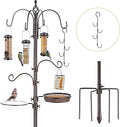 Bird Feeder Station with Suet Cage & Water Bowl Fruit Hook- Adjustable Pole, 6 Hanging Hooks for Wild Birds, Outdoor Garden Bird Feeding Kit