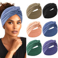 HAUHC Extra Wide Headbands for Women, 7'' Large Cotton Like Turban Knotted Bandana Head Bands for Women Non Slip, Boho Headbands for Women's Hair (C1-6Pcs, Extra Large 7" Wide)